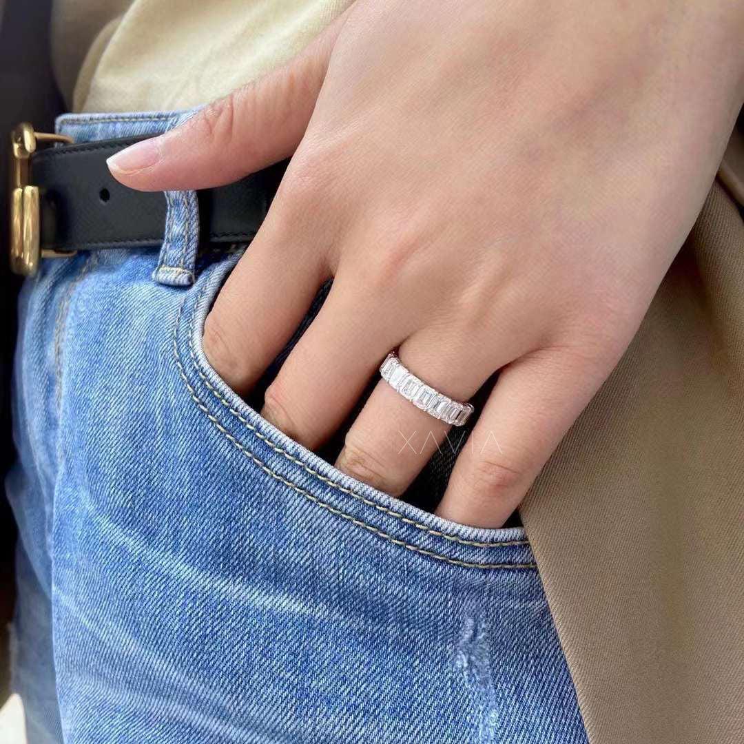 Lifestyle image with hand tucked in denim pocket, featuring Elara as a bold-yet-effortless everyday statement ring.