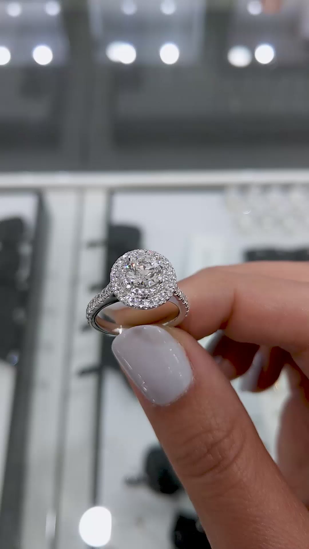 Celestia Double Halo – Round Brilliant Lab Diamond Engagement Ring with Dual Pavé Halo and Slim Micro Pavé Band