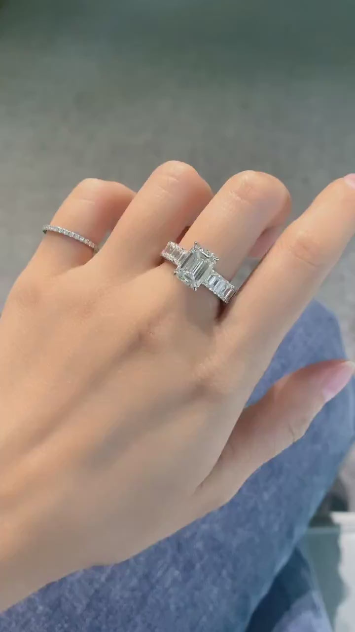 Velmira – Emerald Cut Lab Diamond Engagement Ring