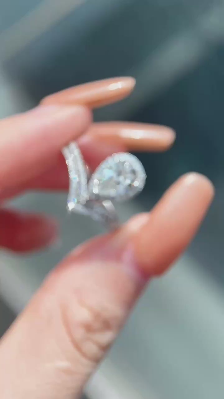 Double Halo Floral Engagement Ring – Round Lab Diamond with Twisted Band | Rosetta | Elegant, Ethical & Handcrafted